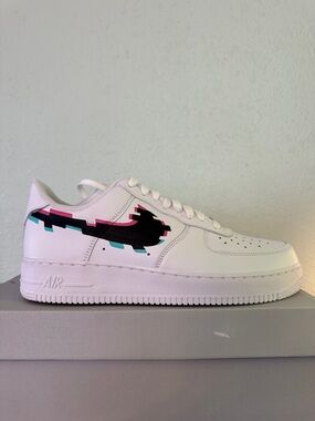 Nike Air Force 1 '07 -  Custom with Pink Teal Accents, Size 10